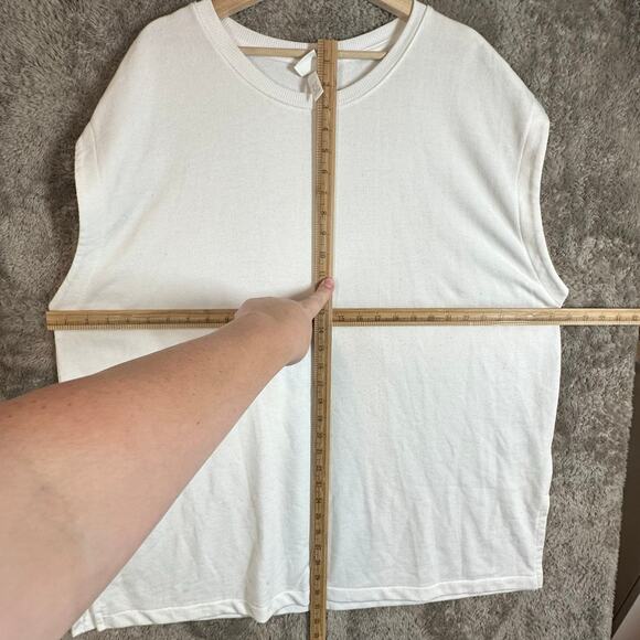 H&M Basics Cream White Tunic Cap Sleeve Top Sweatshirt Sweater XL Women's - Picture 9 of 9